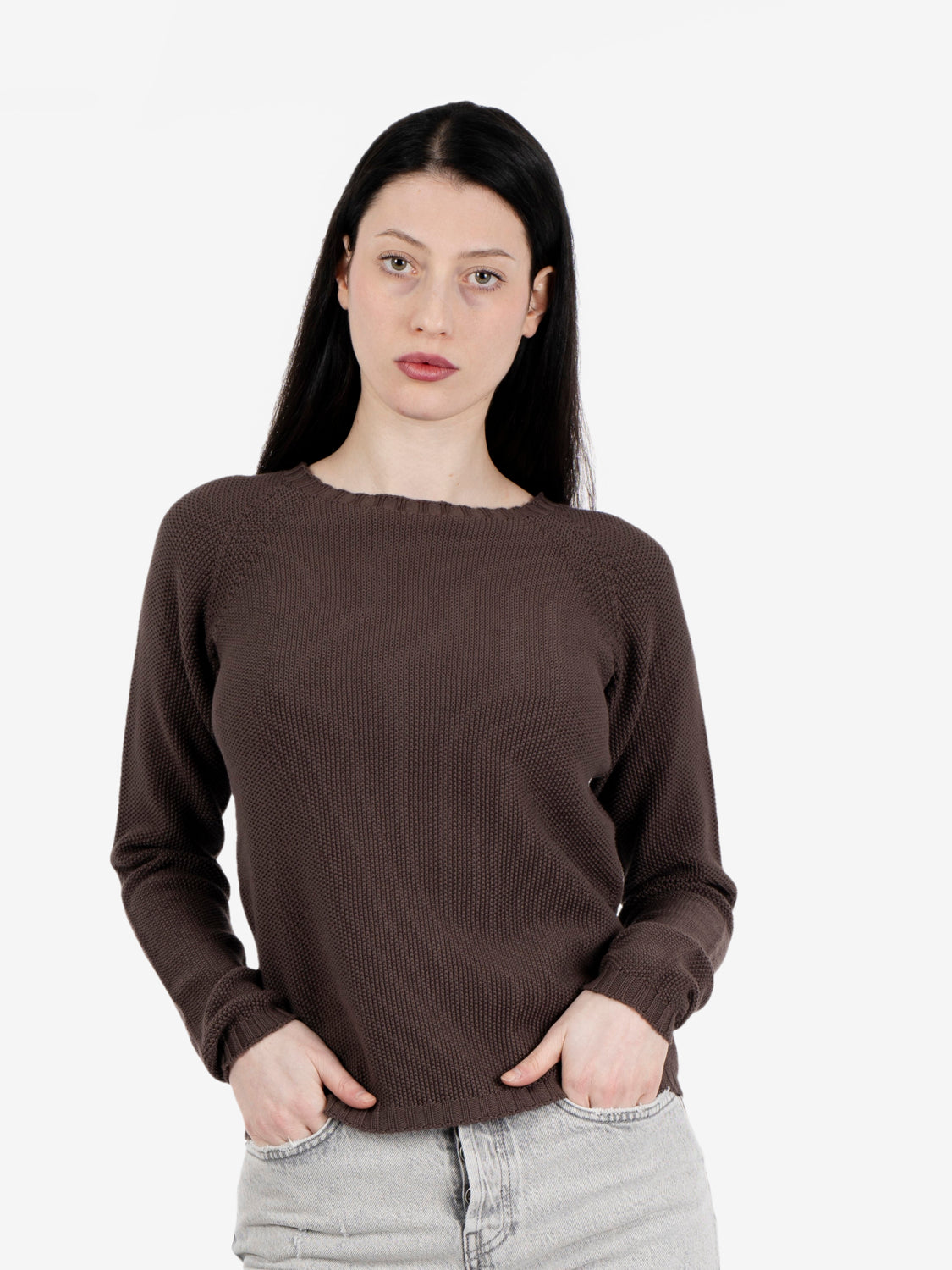 Brown rice stitch raglan sweater