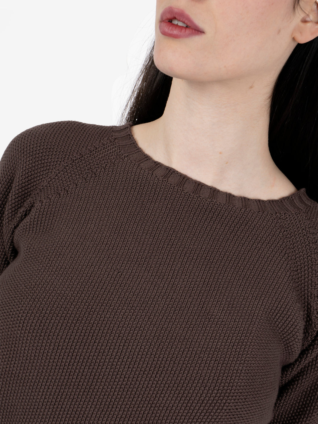 Maglione raglan punto riso moro