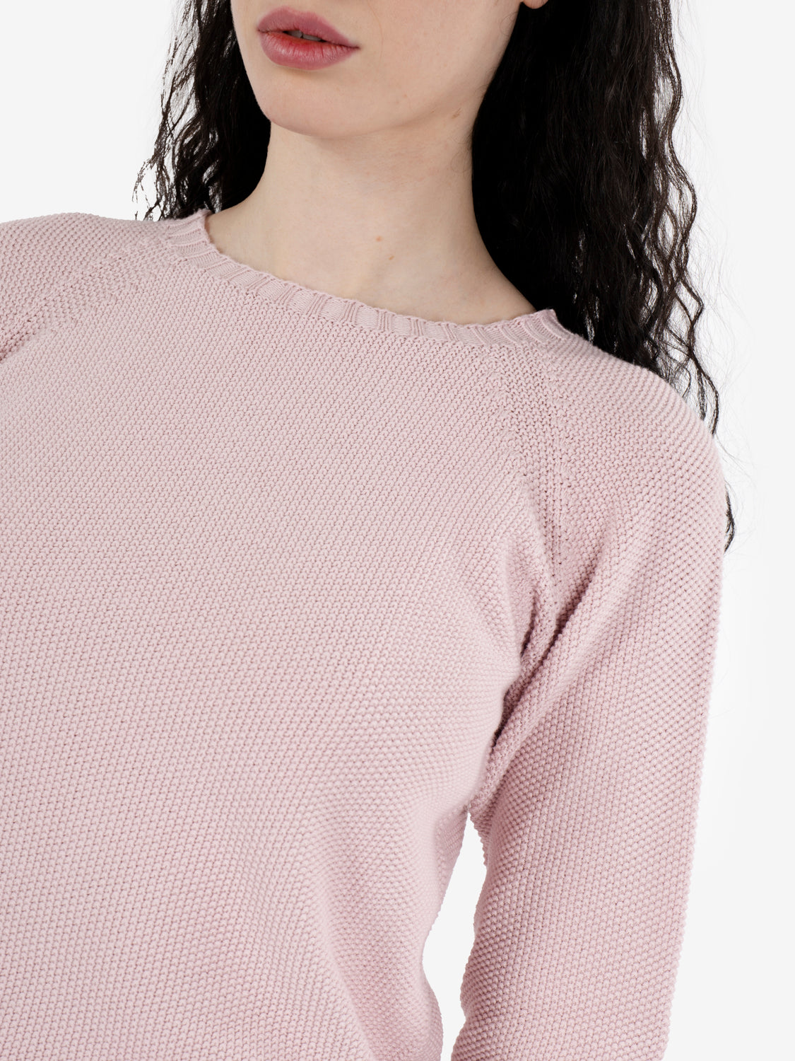 Maglione raglan punto riso rosa