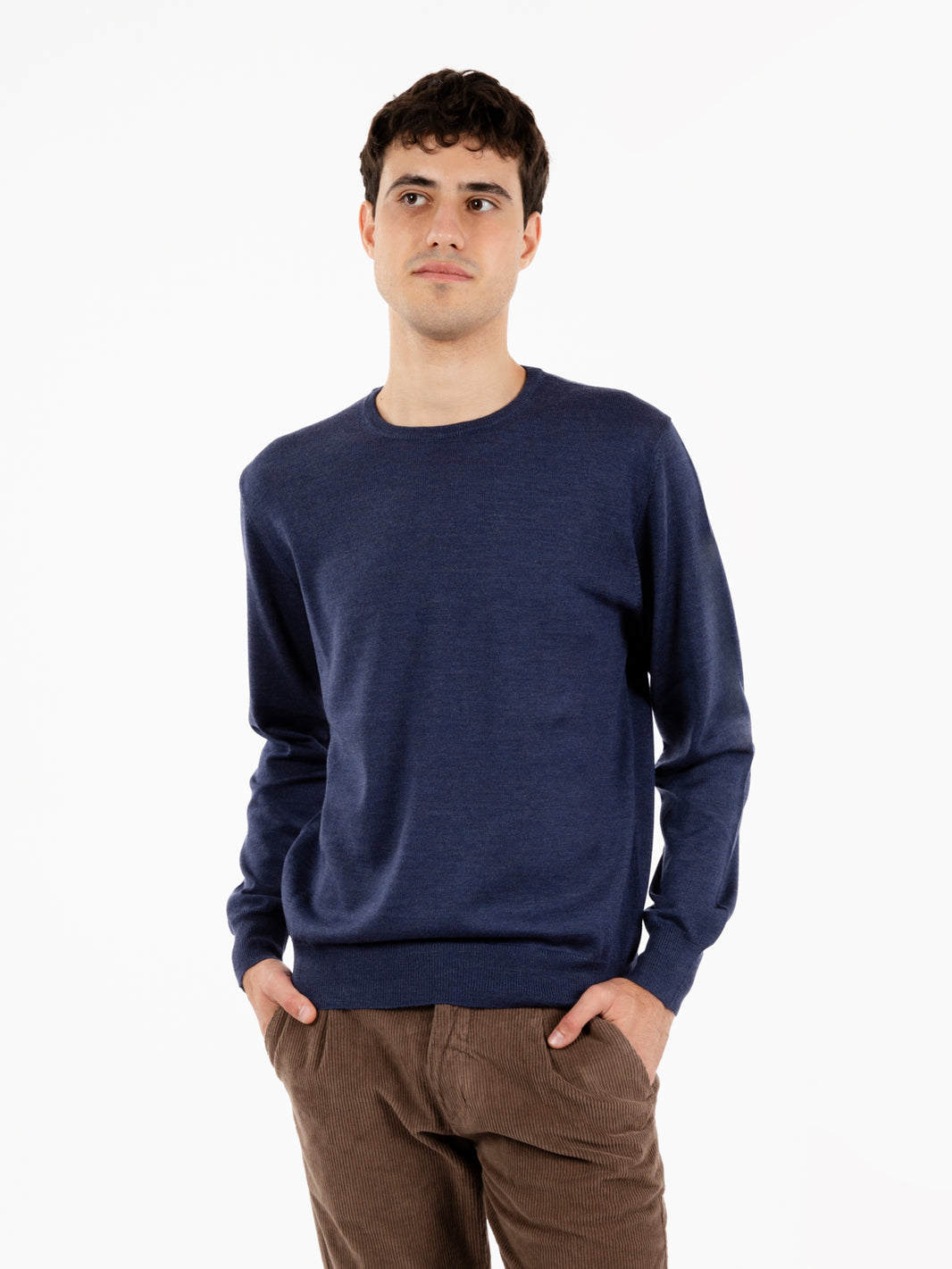 Maglione rasato girocollo blu