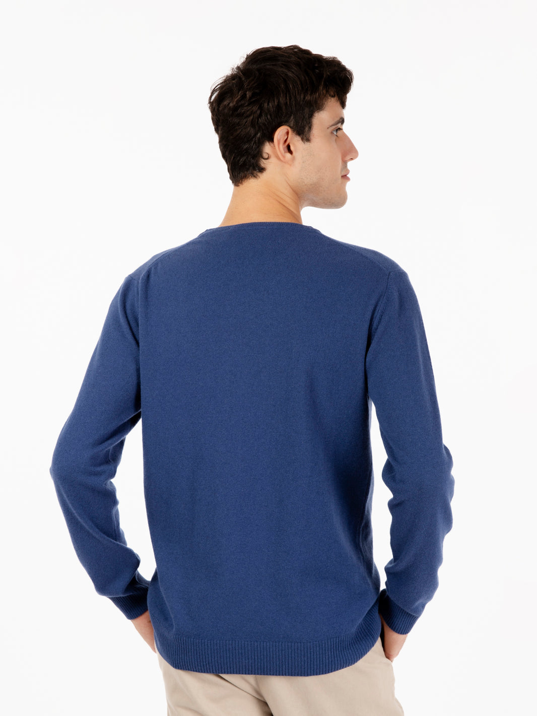 Maglione rasato girocollo blu