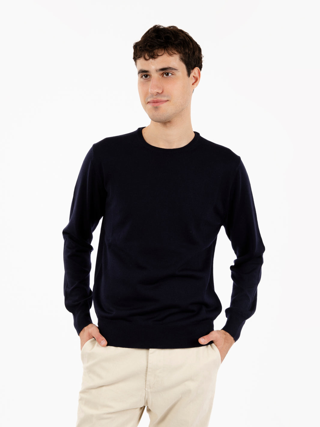 Maglione rasato girocollo blu scuro