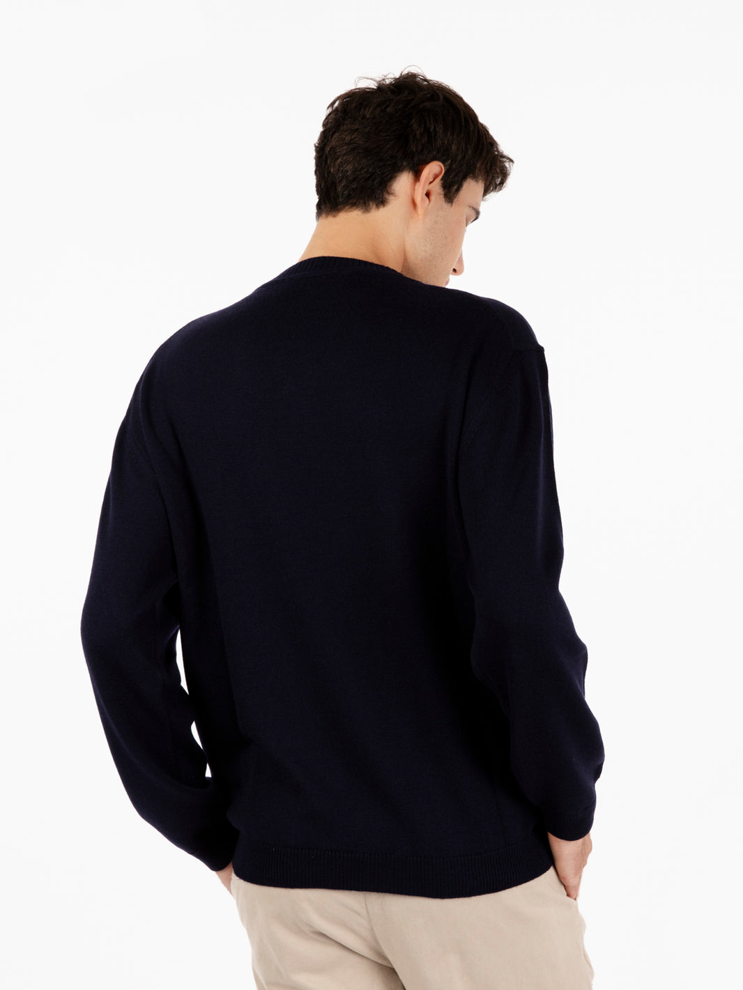 Maglione rasato girocollo blu