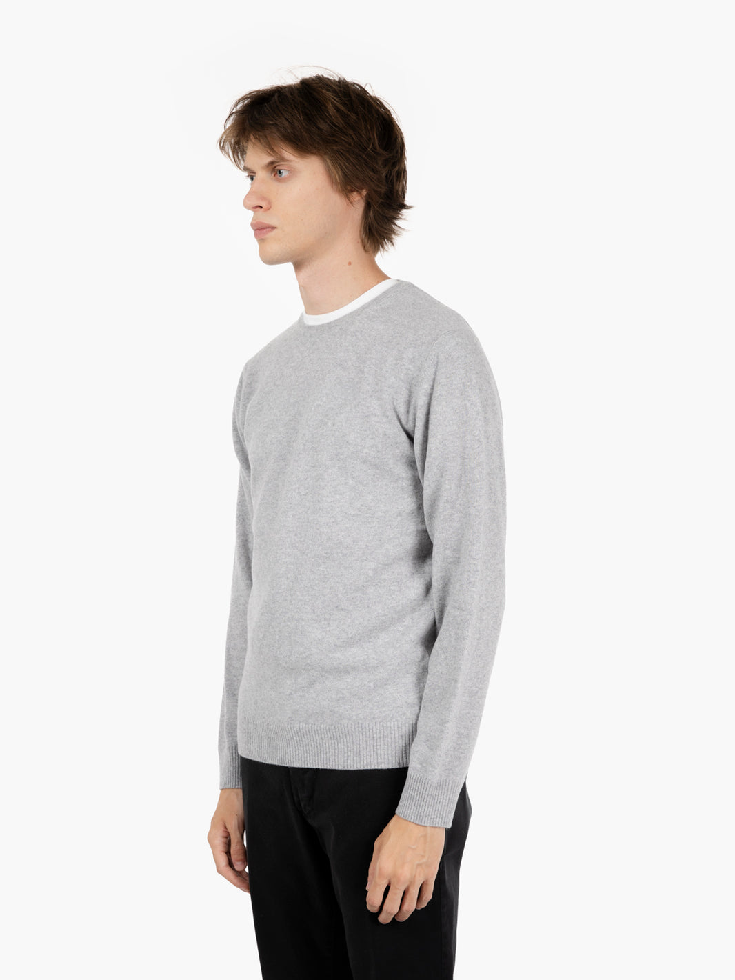 Maglione rasato girocollo cenere