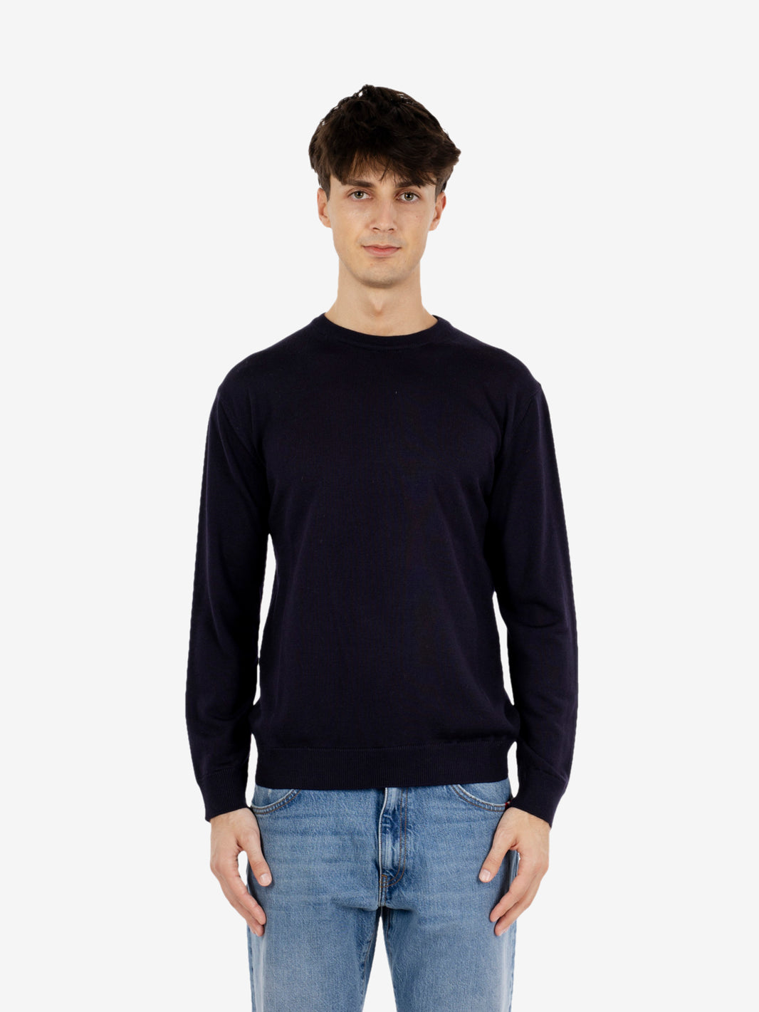 Navy Crew Neck Shaved Sweater