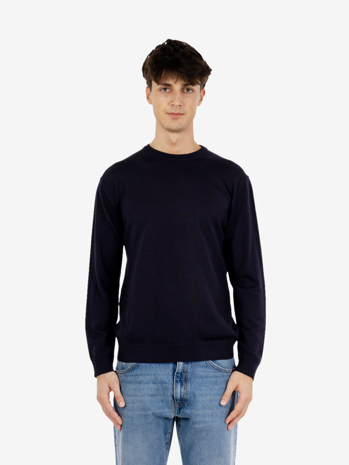Maglione rasato girocollo navy