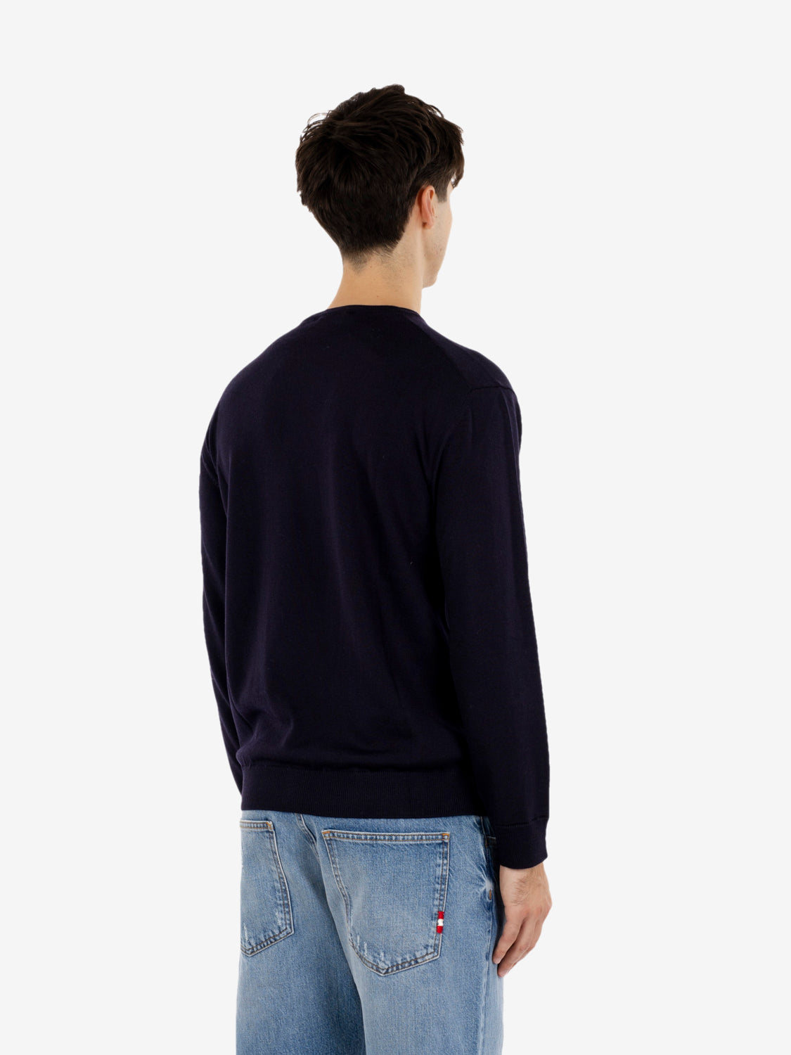 Maglione rasato girocollo navy