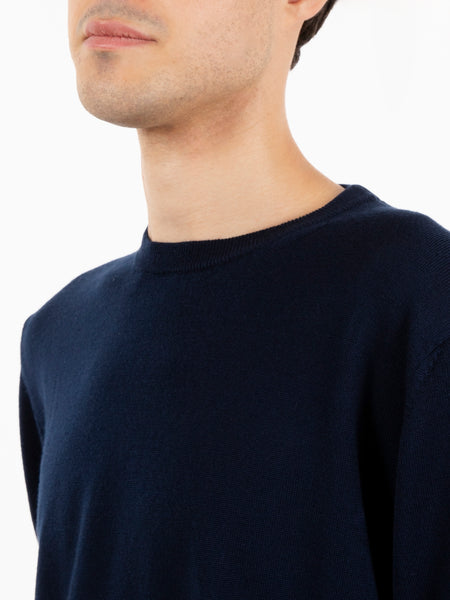 Maglione rasato girocollo navy