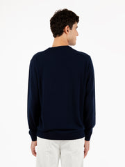 STIMM - Maglione rasato girocollo navy