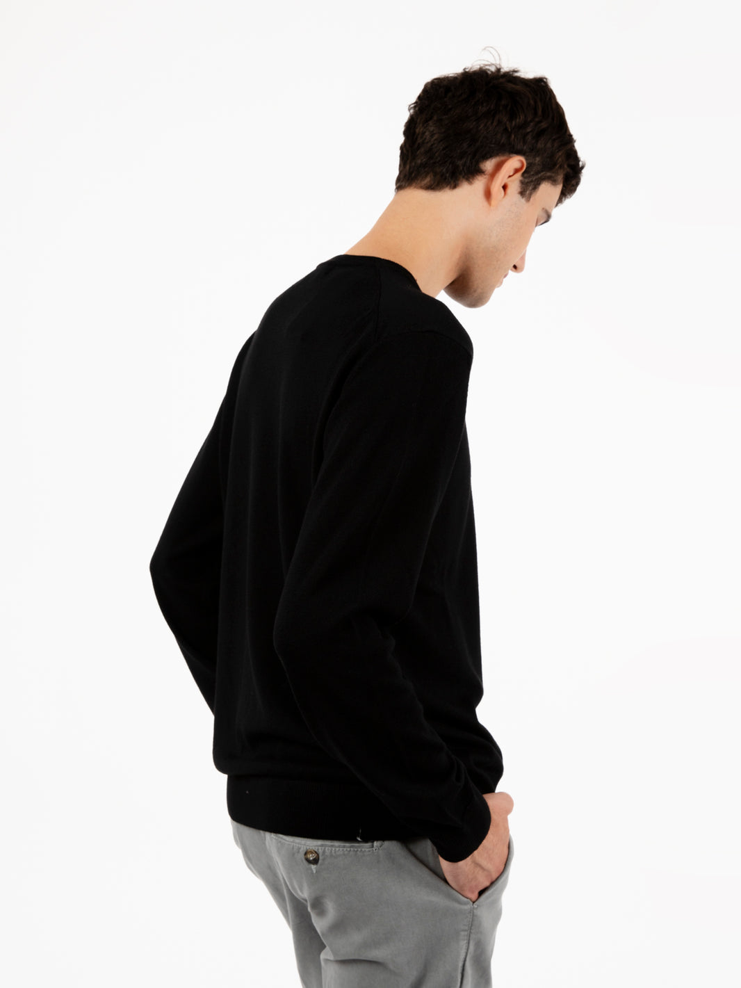 Maglione rasato girocollo nero