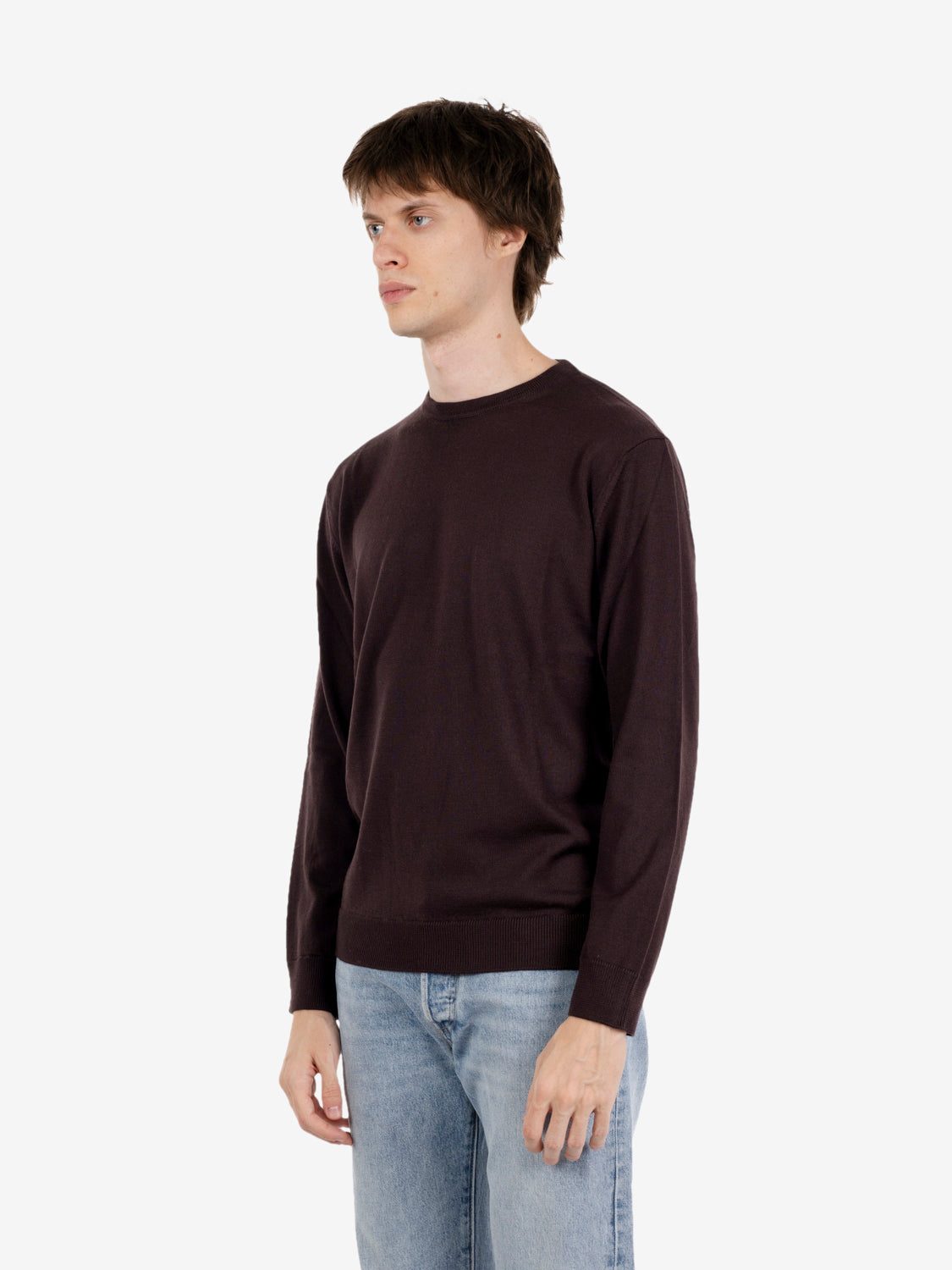 Maglione rasato girocollo over cacao