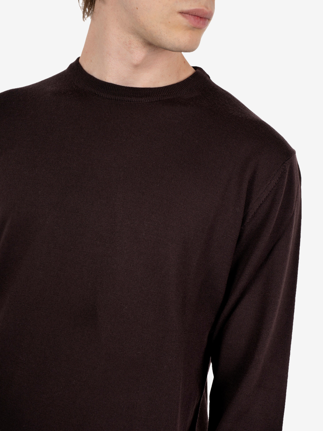 Maglione rasato girocollo over cacao