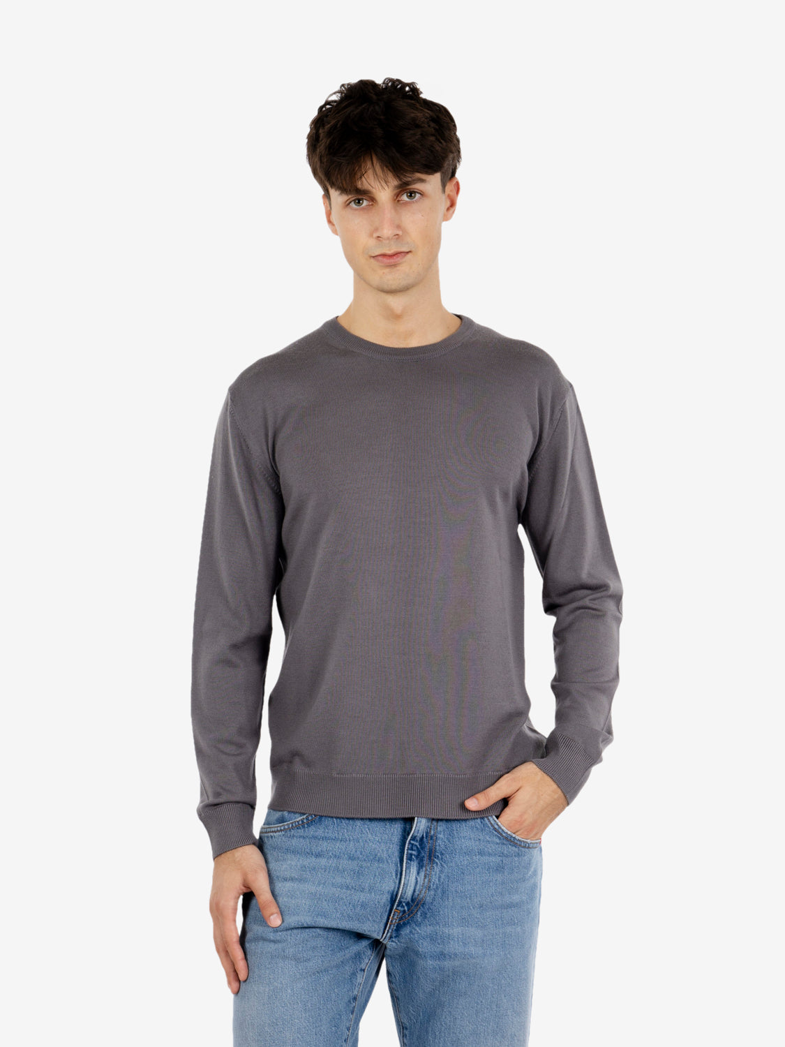 Maglione rasato girocollo piombo