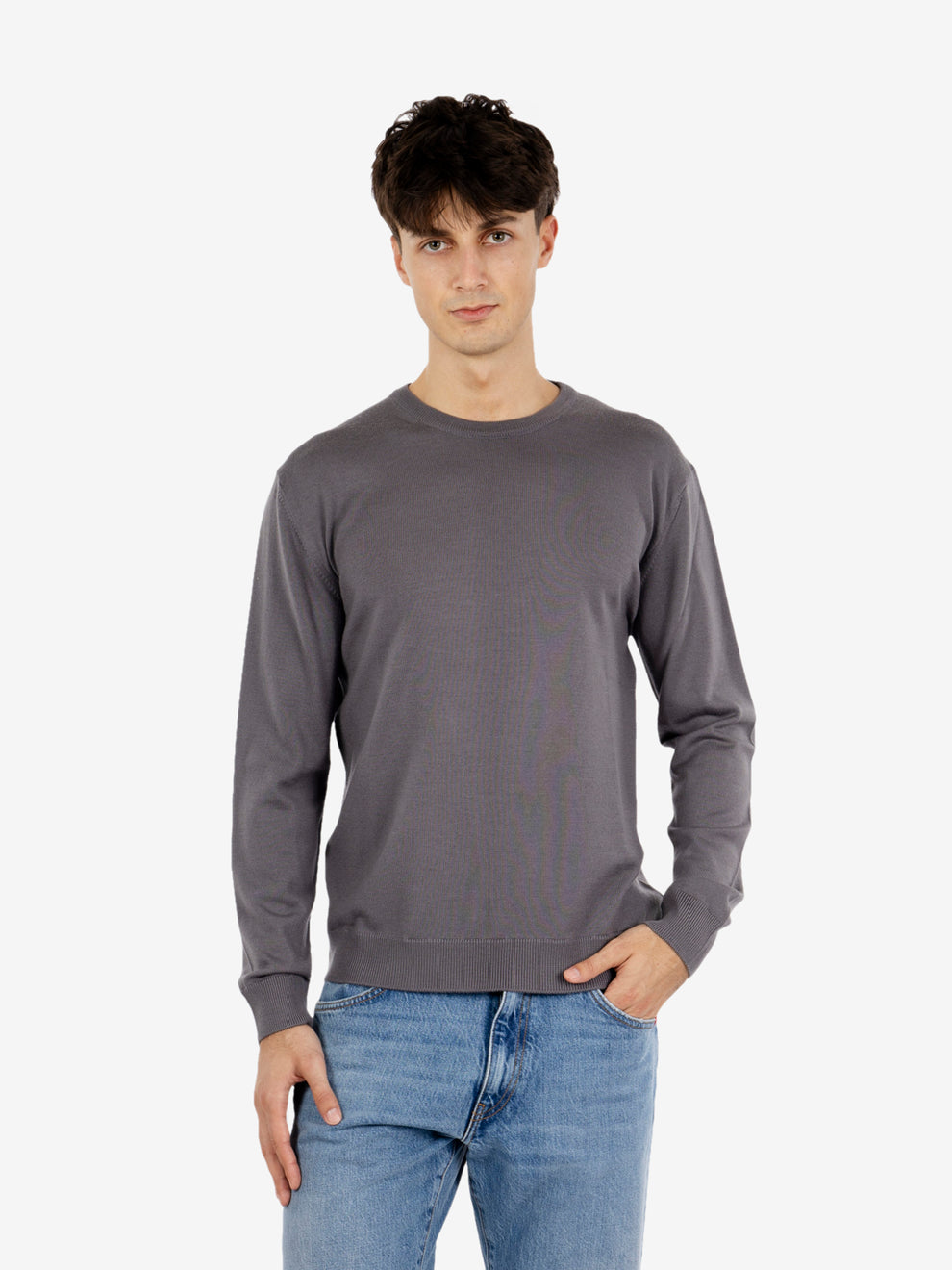Maglione rasato girocollo piombo