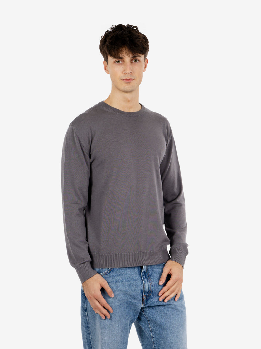 Maglione rasato girocollo piombo