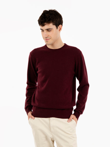 Maglione rasato girocollo vino