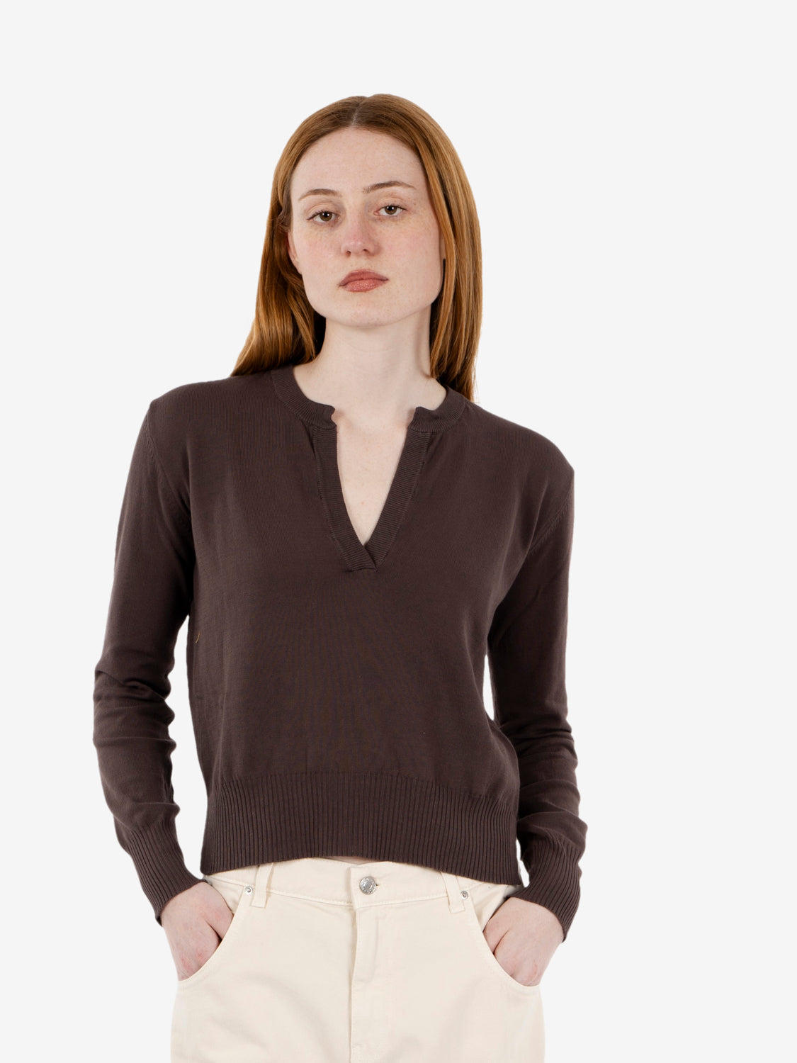 Maglione scollo a V moro