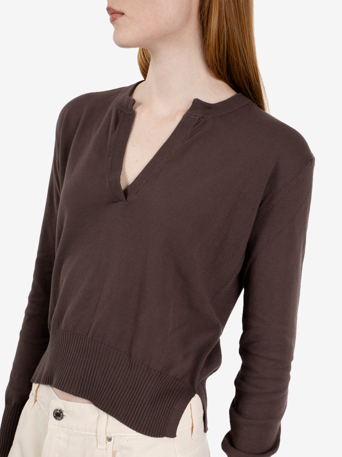 Maglione scollo a V moro