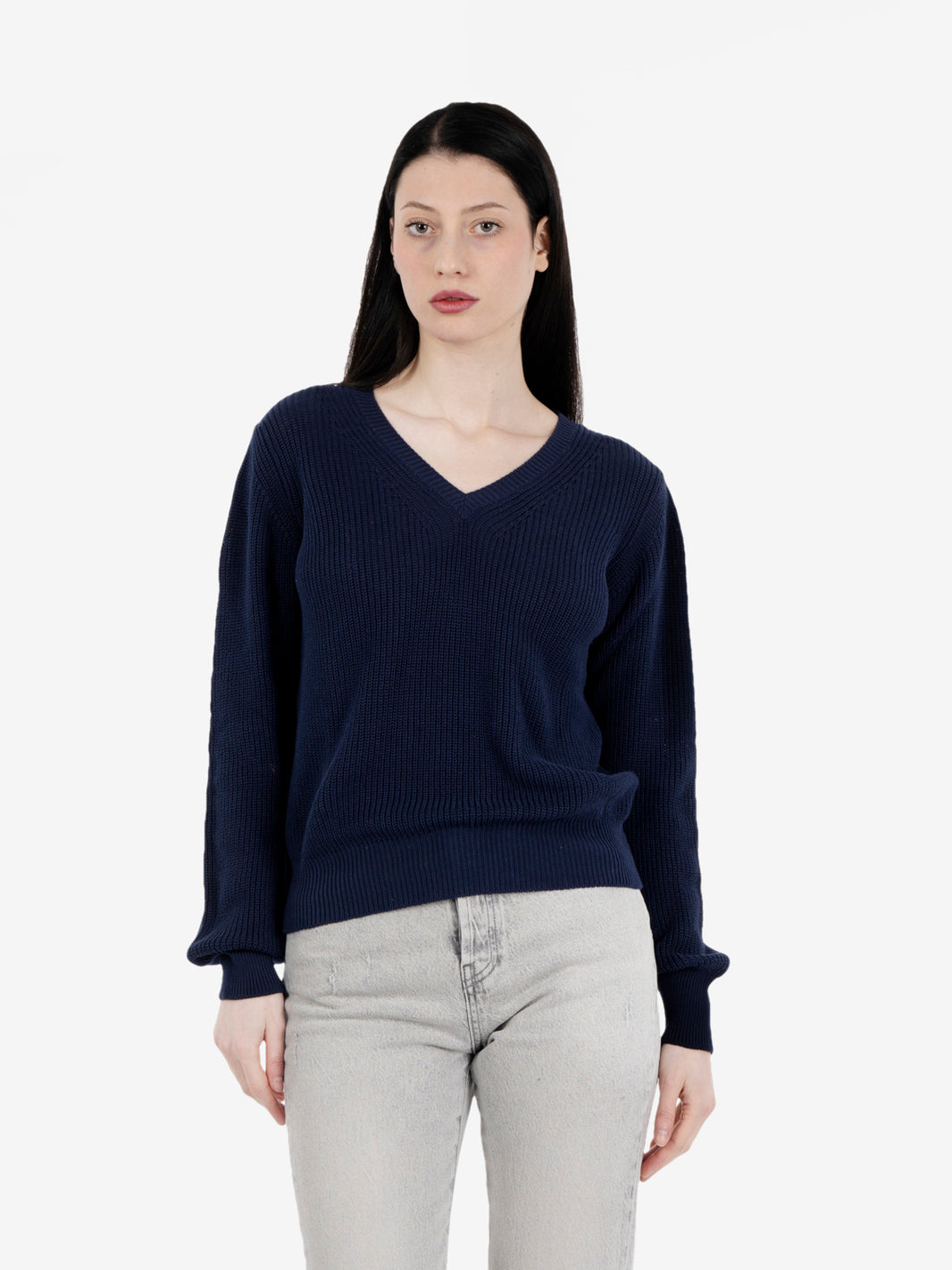 Maglione scollo a V navy