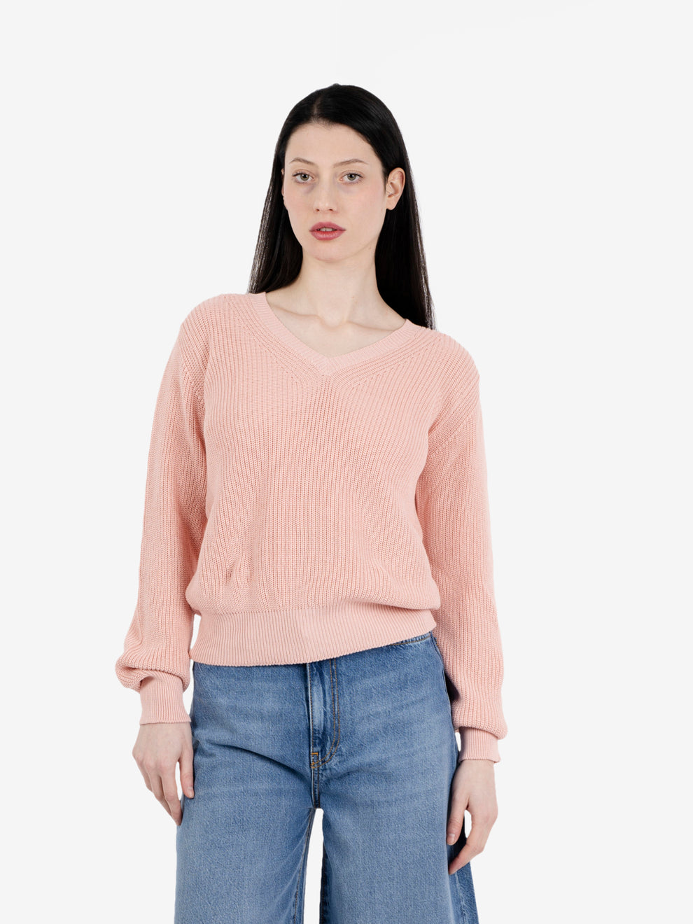 Pink V-neck sweater