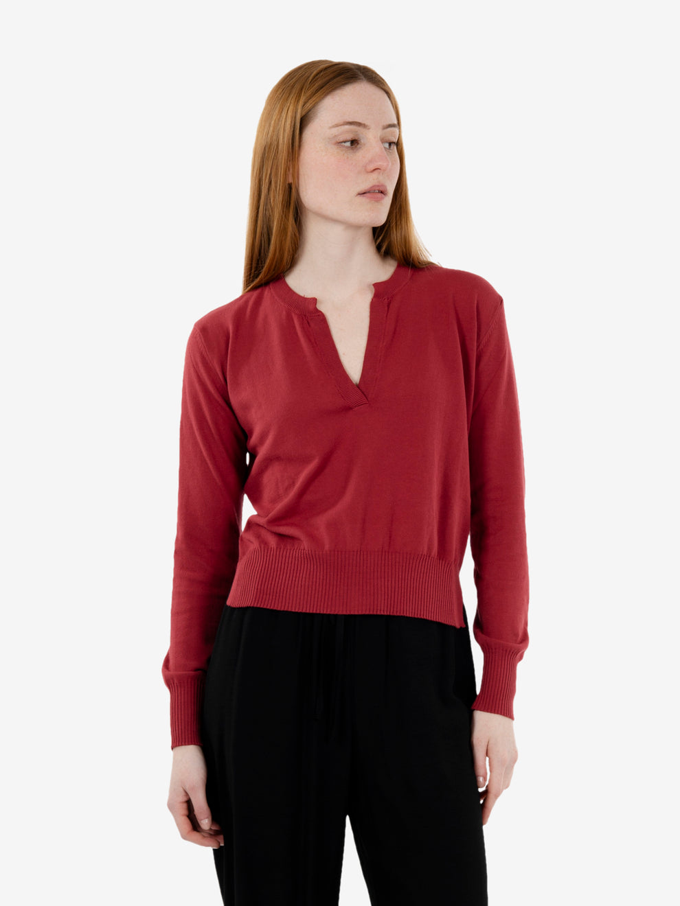Maglione scollo a V rosso
