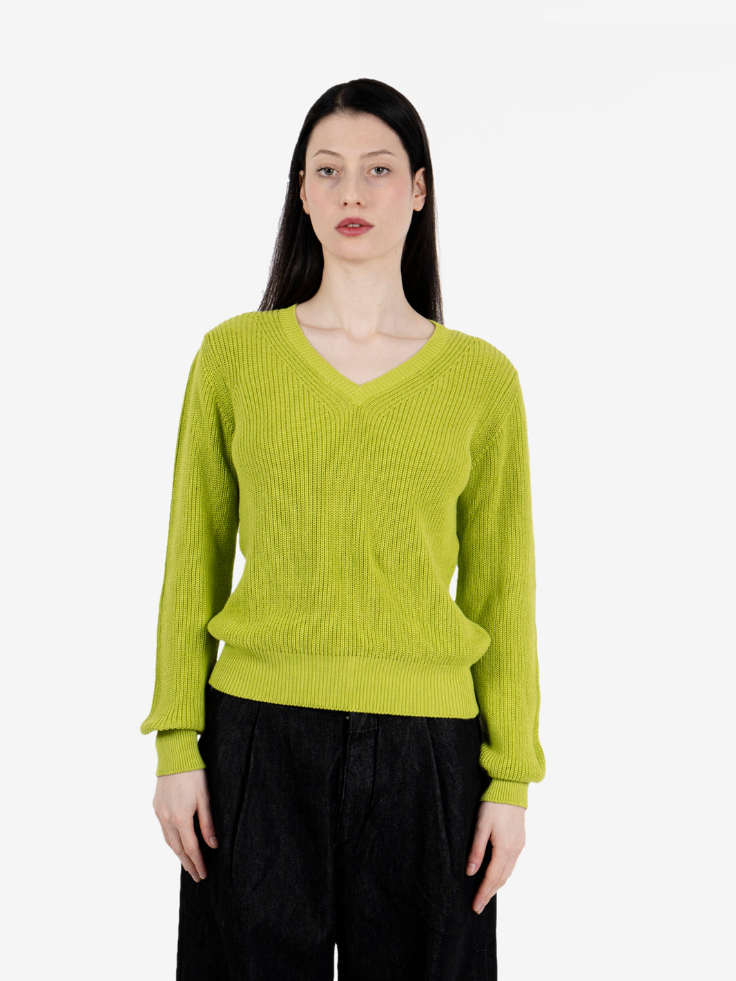 Maglione scollo a V verde
