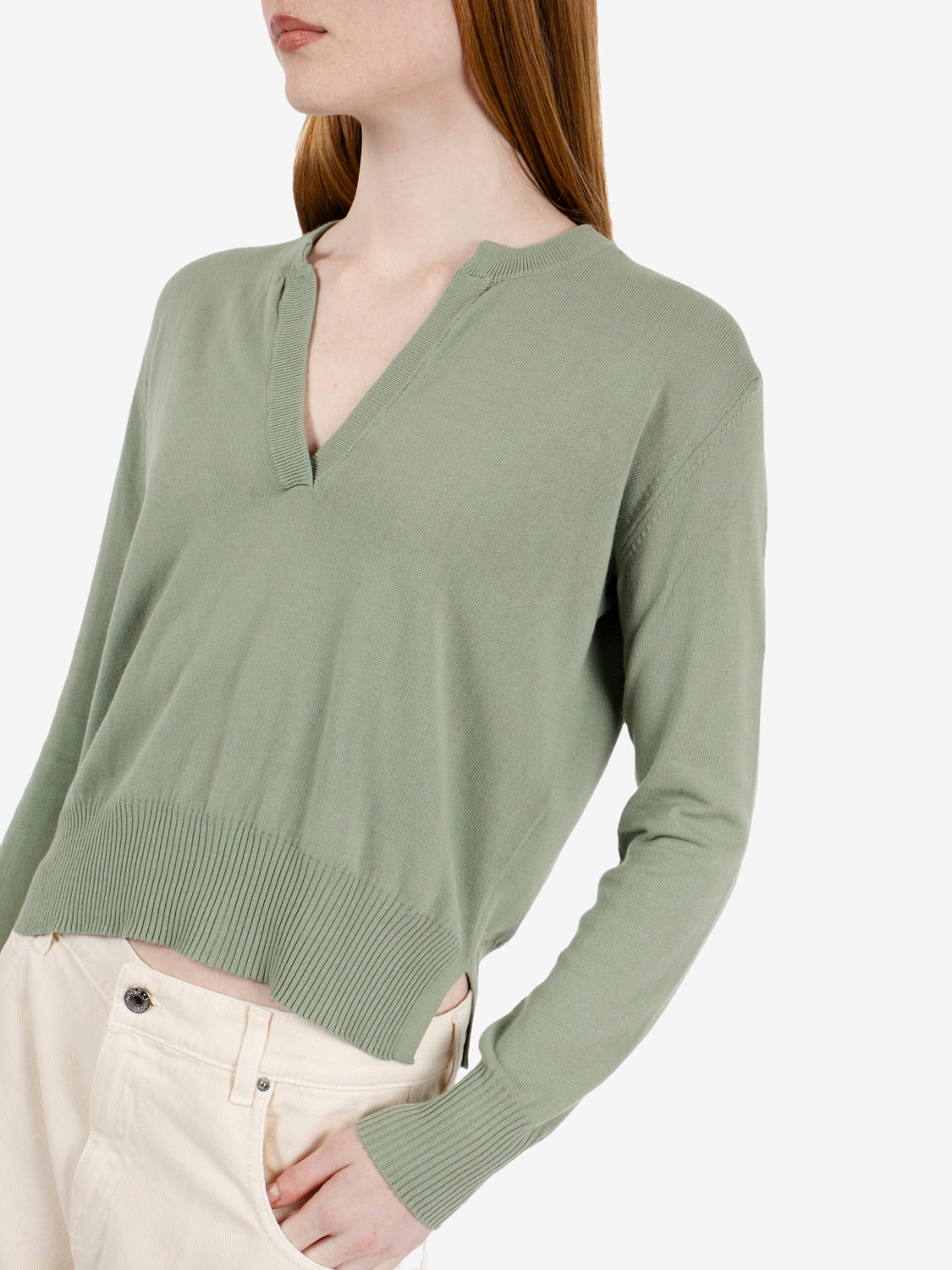 Maglione scollo a V verde