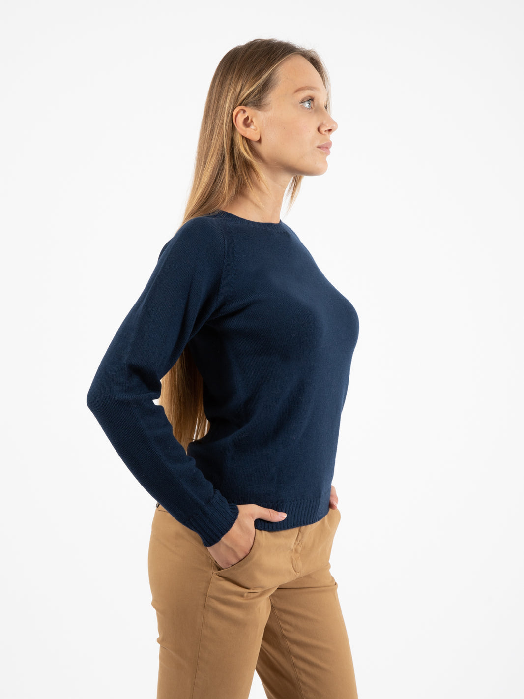 Maglione scollo rotondo blu