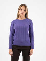 STIMM - Maglione scollo rotondo coste larghe viola