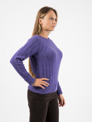 STIMM - Maglione scollo rotondo coste larghe viola