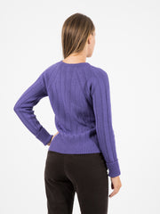 STIMM - Maglione scollo rotondo coste larghe viola