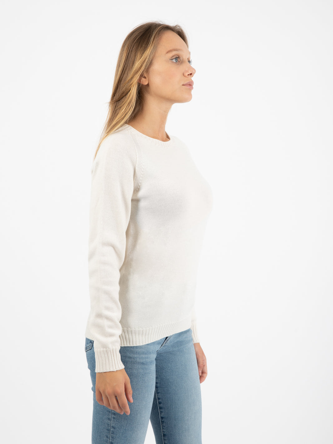 Maglione scollo rotondo ecrù