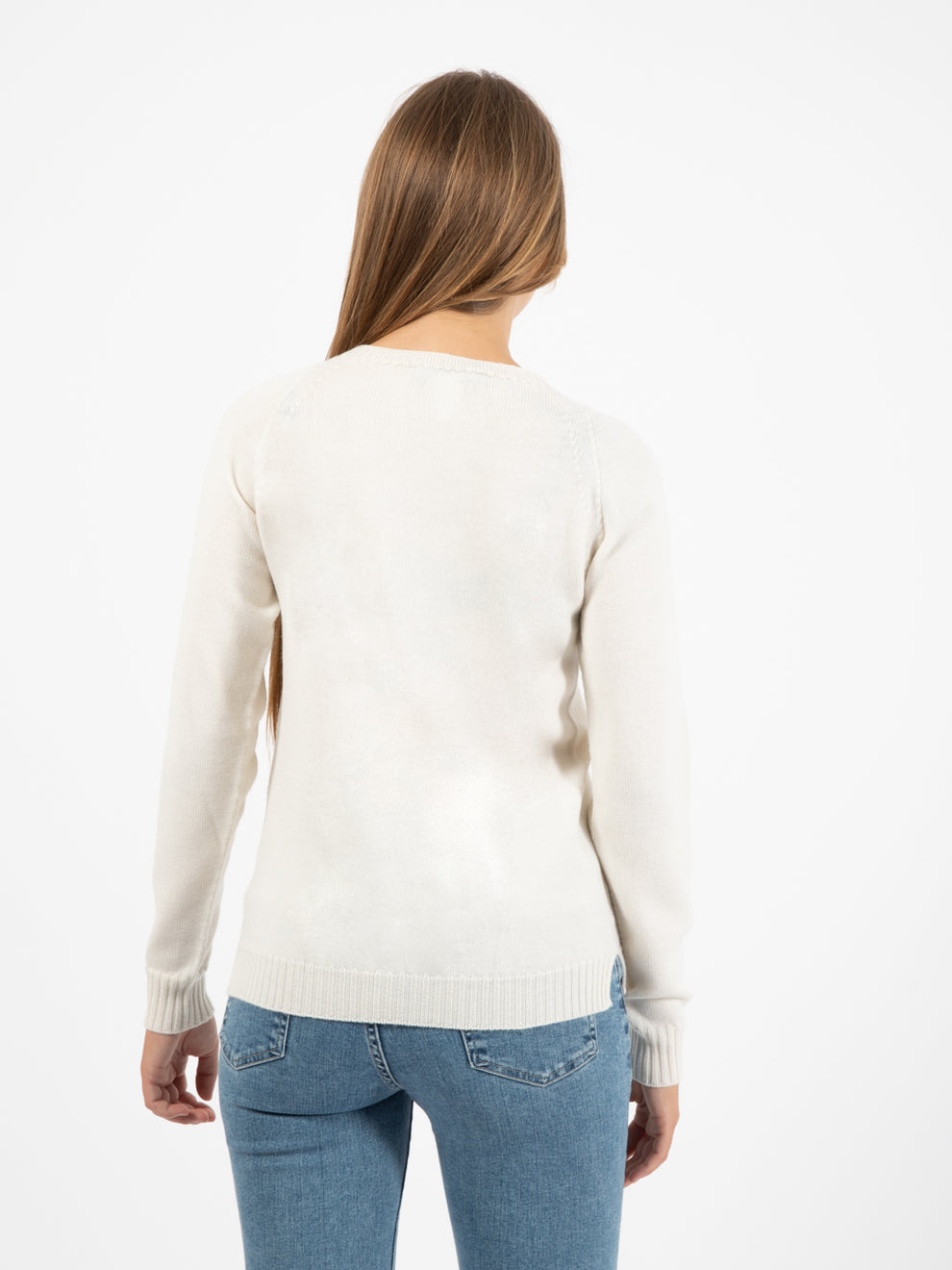Maglione scollo rotondo ecrù