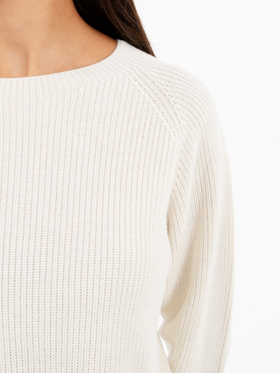 Maglione scollo rotondo in lana bianco