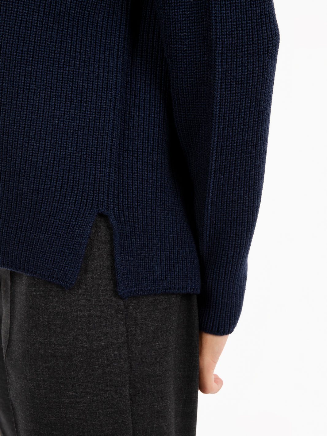 Maglione scollo rotondo in lana blu navy