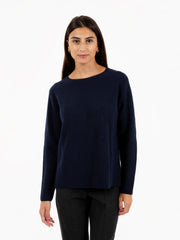 STIMM - Maglione scollo rotondo in lana blu navy