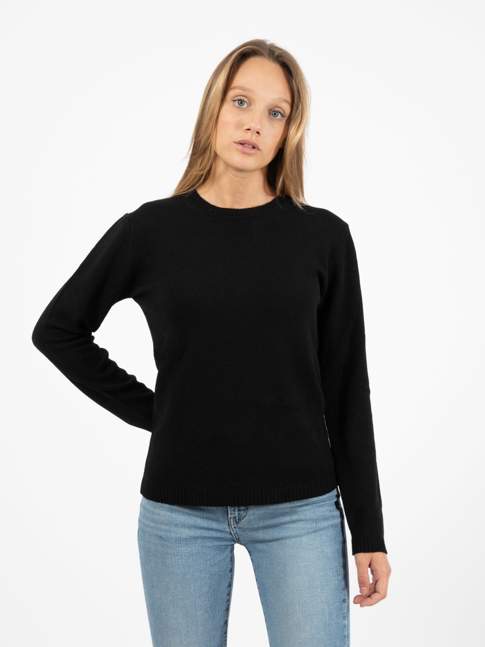 Black round neck sweater