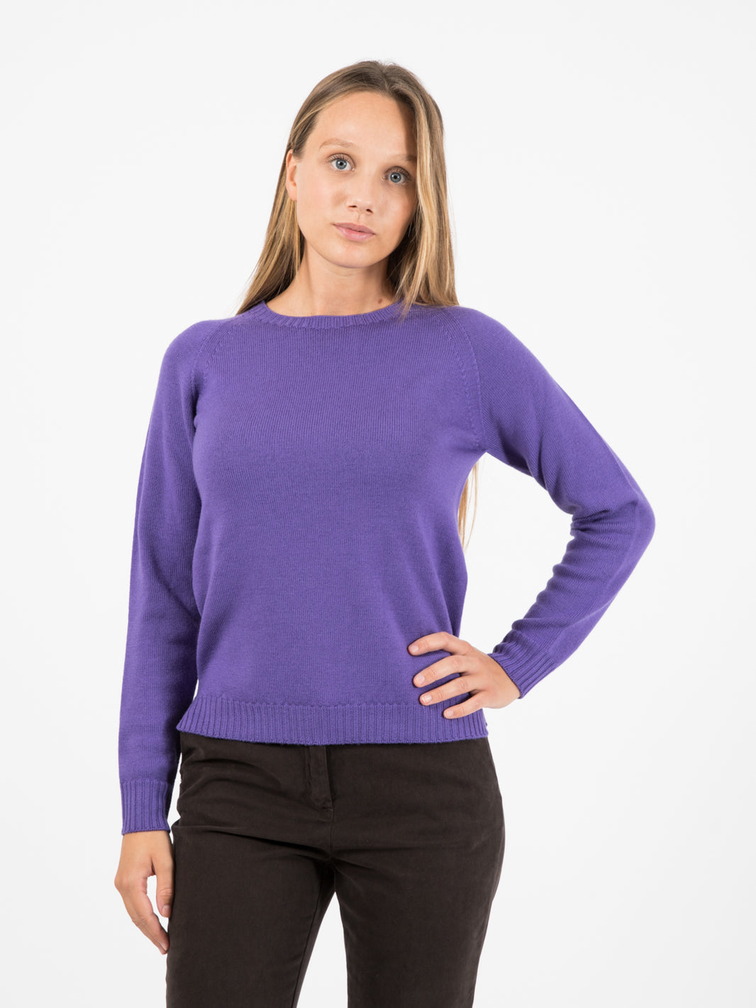 Maglione scollo rotondo viola