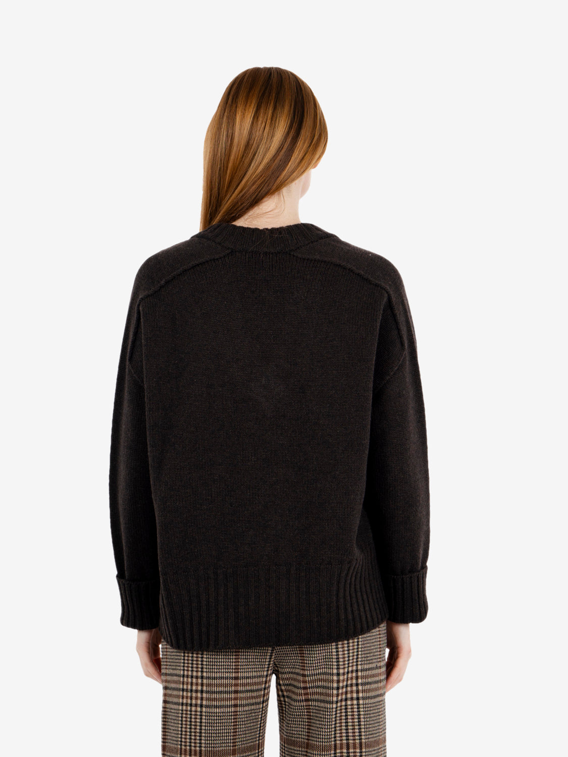 Maglione scollo V caffè