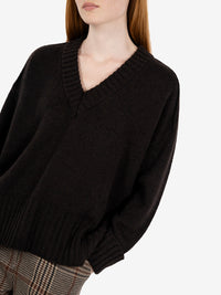 Maglione scollo V caffè