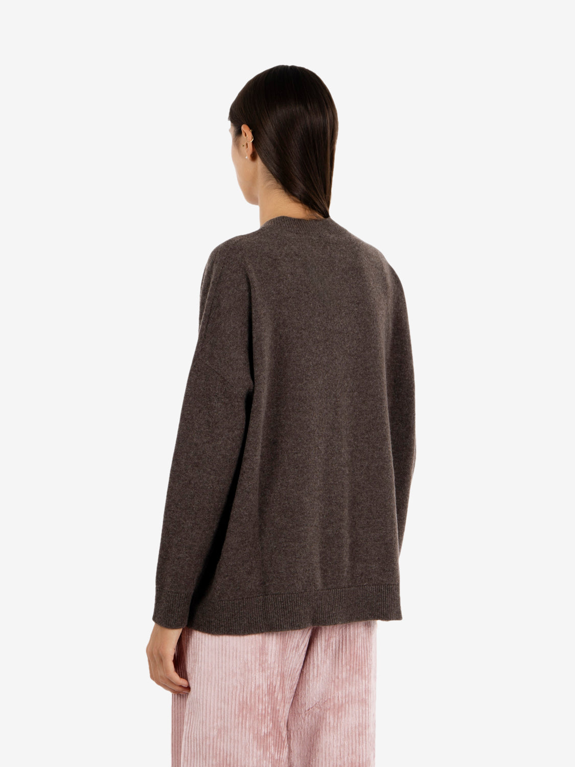 Maglione scollo V cashmere cacao
