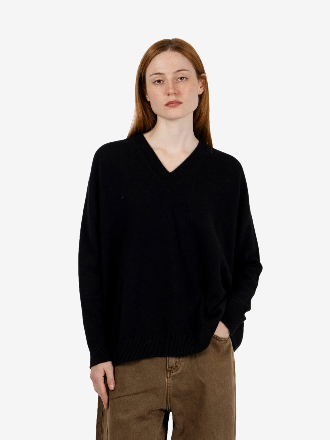 Maglione scollo V cashmere nero
