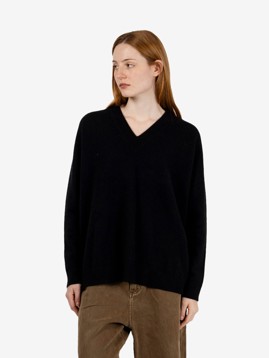 Maglione scollo V cashmere nero