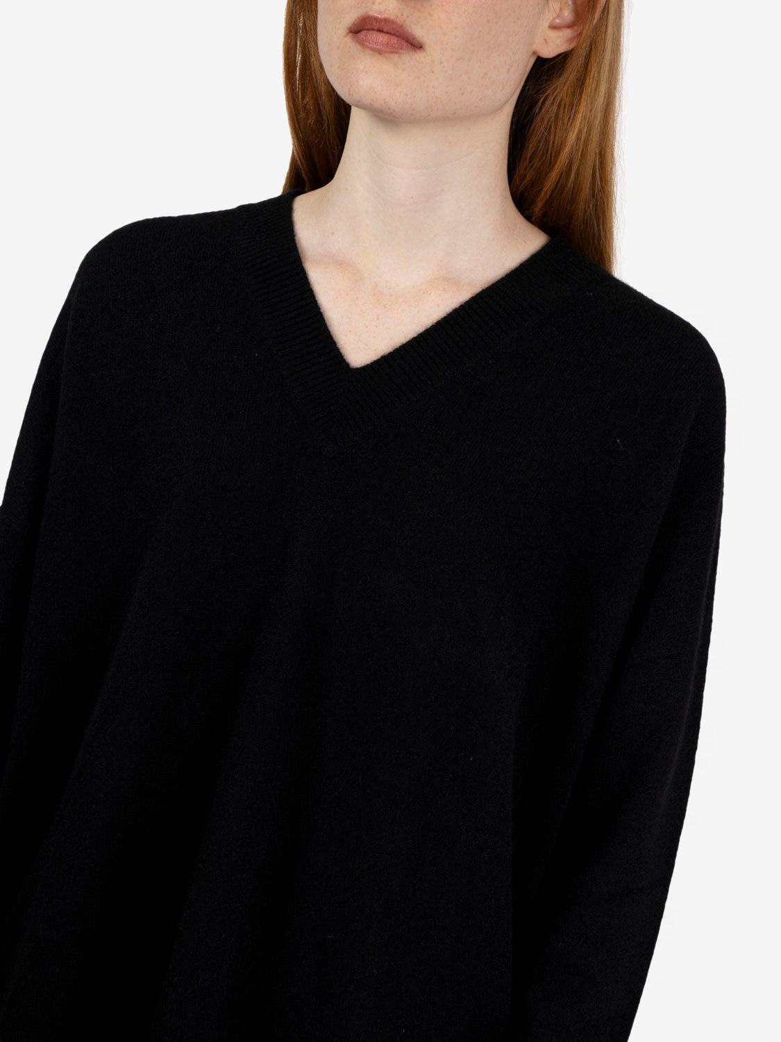 Maglione scollo V cashmere nero