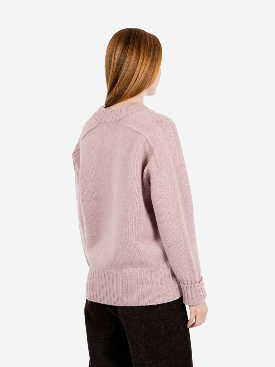 Maglione scollo V rosa antico