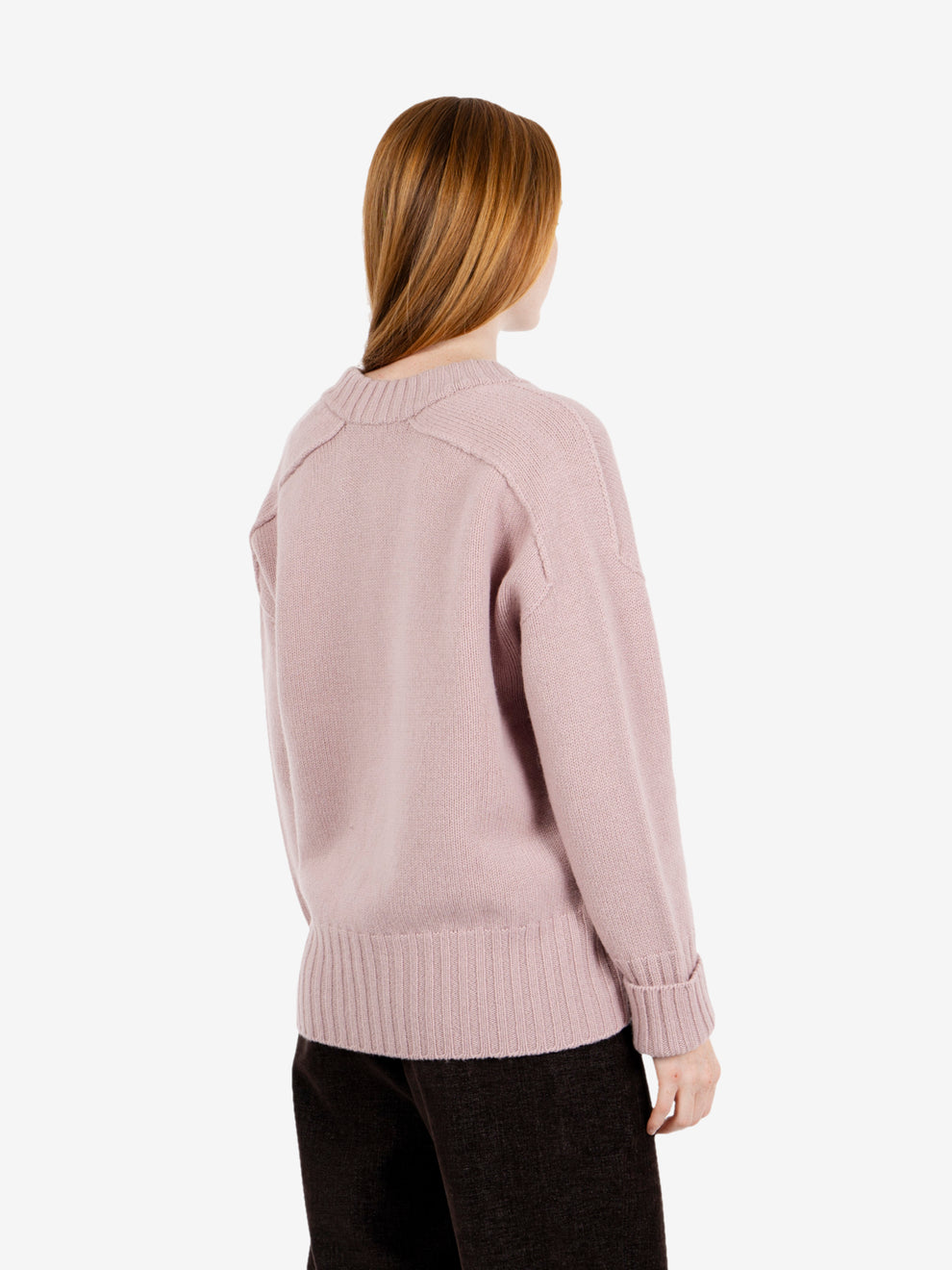 Maglione scollo V rosa antico