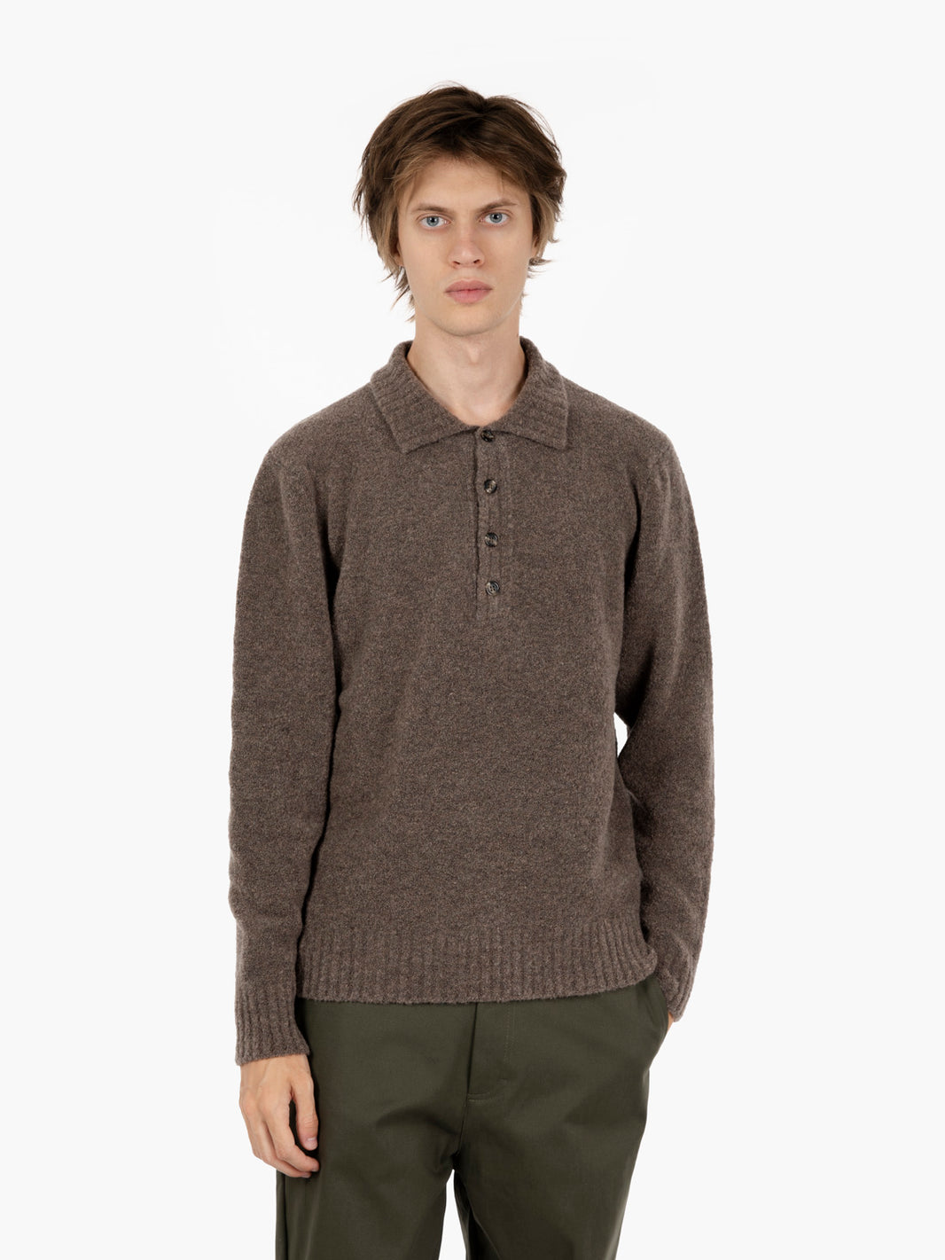Maglione stile polo castagna