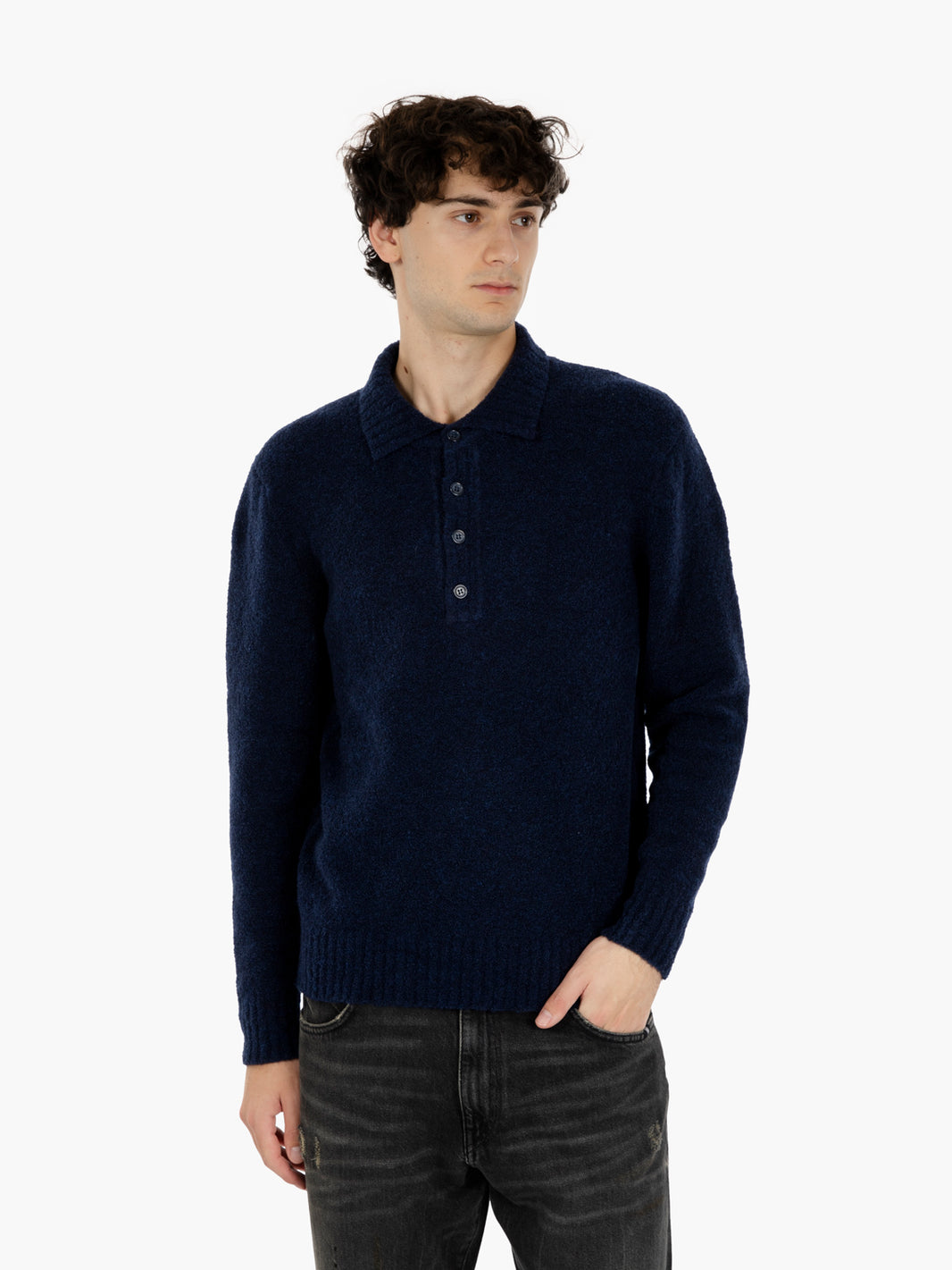 Maglione stile polo navy