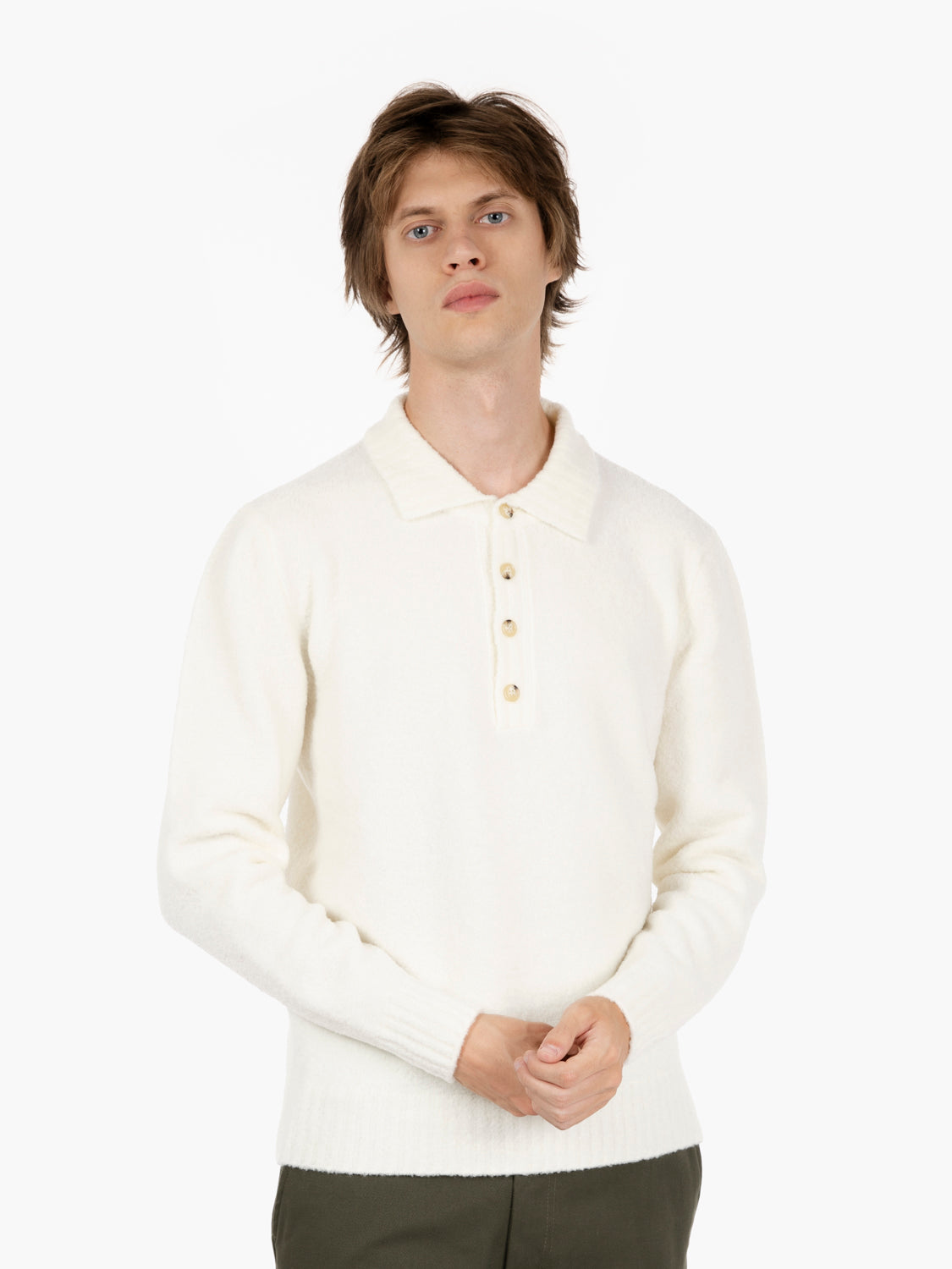 Maglione stile polo panna
