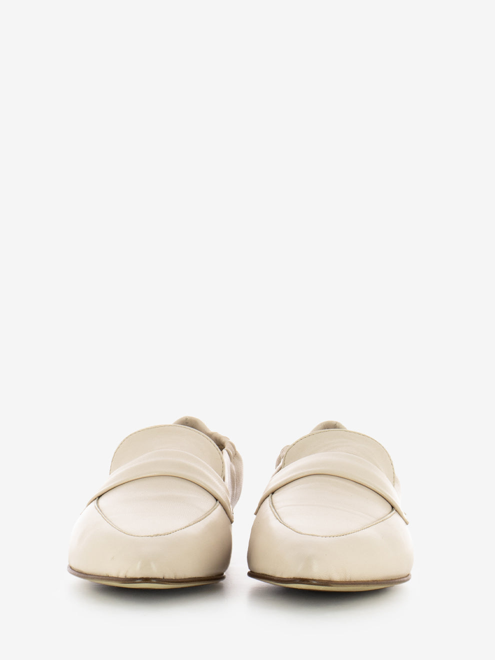 Mocassini a punta in pelle beige